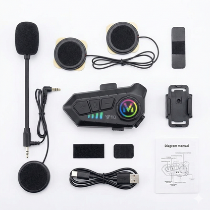 RiderLink V10™ - Sistema de Audio y Manos Libres para Casco