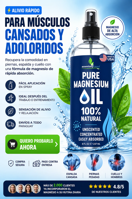 Aceite de magnesio transdérmico - se absorbe directo por la piel y actúa donde más lo necesitás.